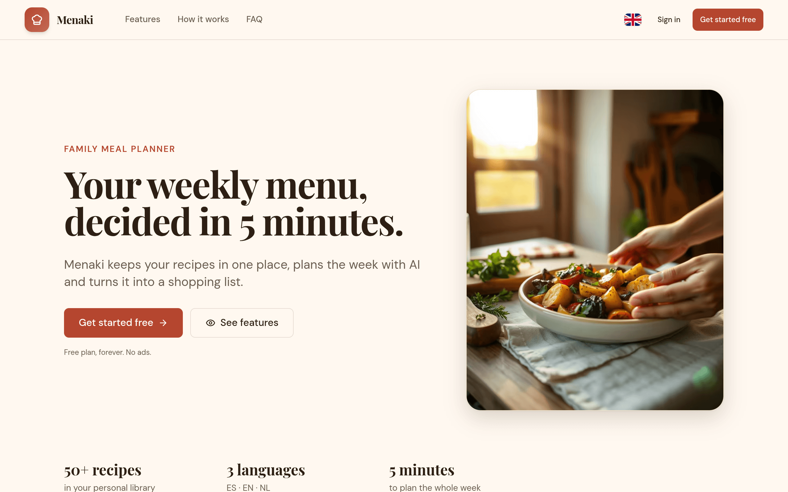 The Menaki landing page — a live product Pablo designed and built